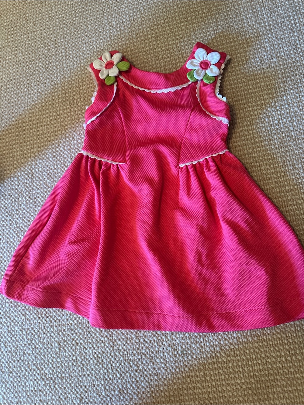 Mayoral Hot Pink Dress with Floral Shoulder Accents